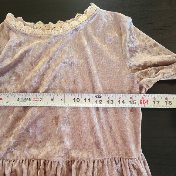 Flamingo Urban Crushed Velvet Dress Dusty Pink Small Romantic Fairycore - Picture 5 of 10